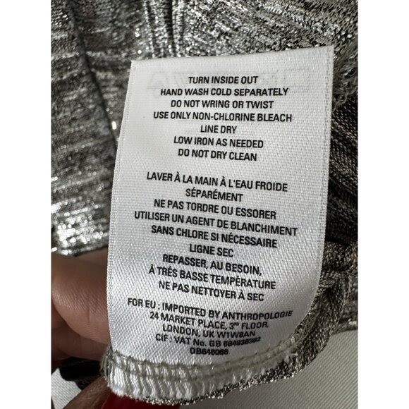 NWT Anthropologie Women S Metallic Silver Elevenses Wide Leg Pant Holiday Party - Picture 9 of 10